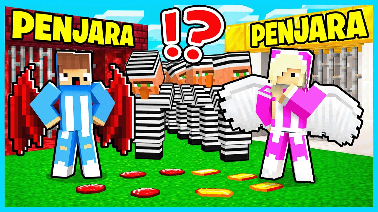 MIPAN & ZUZUZU MENJADI MALAIKAT DAN MENJAGA PENJARA SURGA VS PENJARA NERAKA DI MINECRAFT!