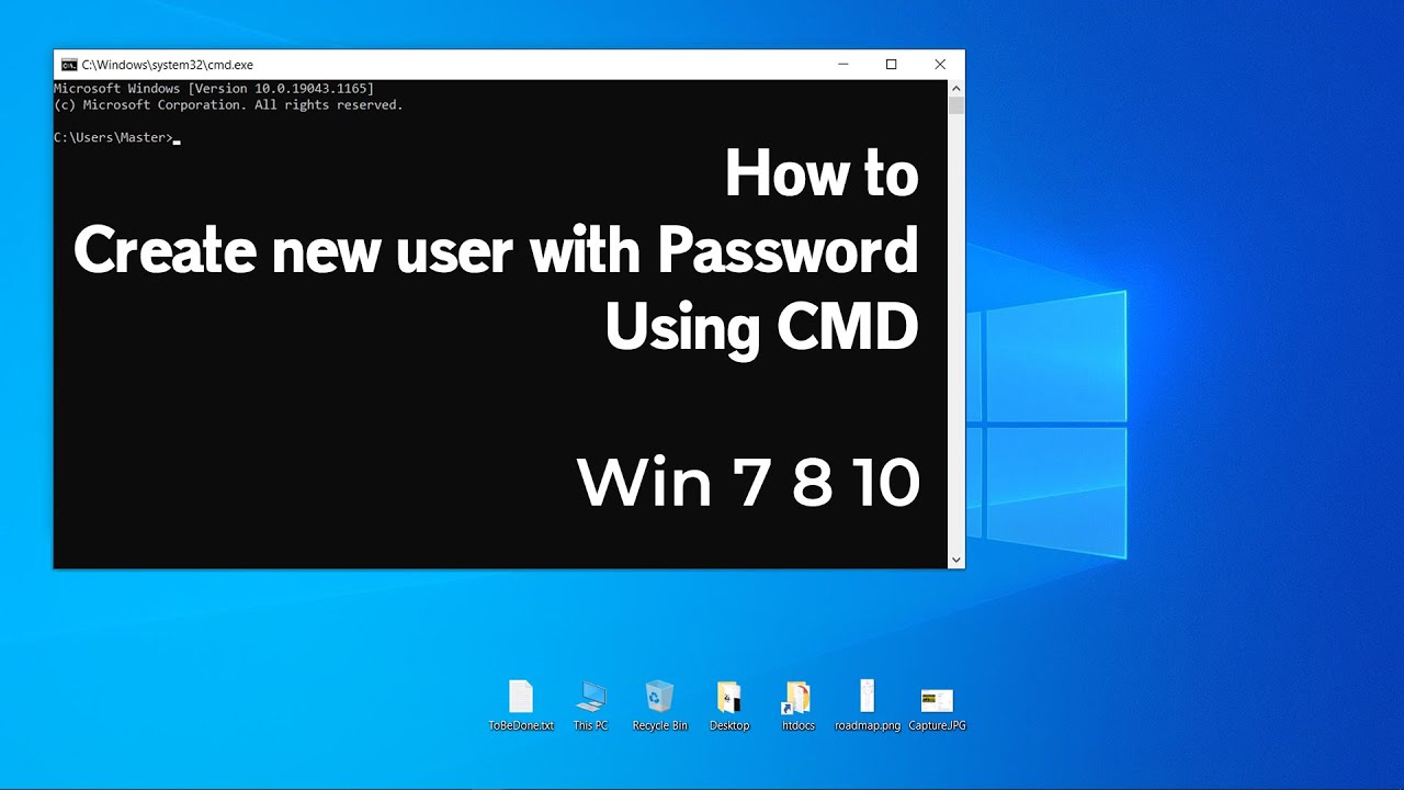 07. Windows CMD Tutorial: Create new user account with Password ...