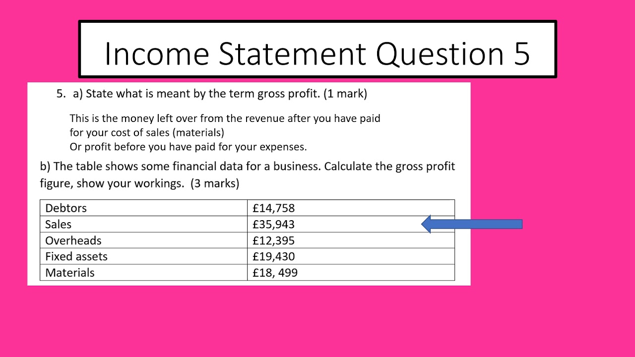 Income Statement Question 5 - YouTube