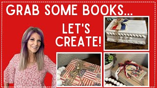 3 PATRIOTIC  DIY Book Stacks/Vintage/Rustic/Farmhouse/Easy and Budget Friendly