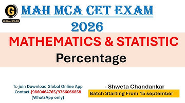 MAH MCA CET Exam 2026| Mathematics& statistic |Percentage Questions| By ShwetaChandankar