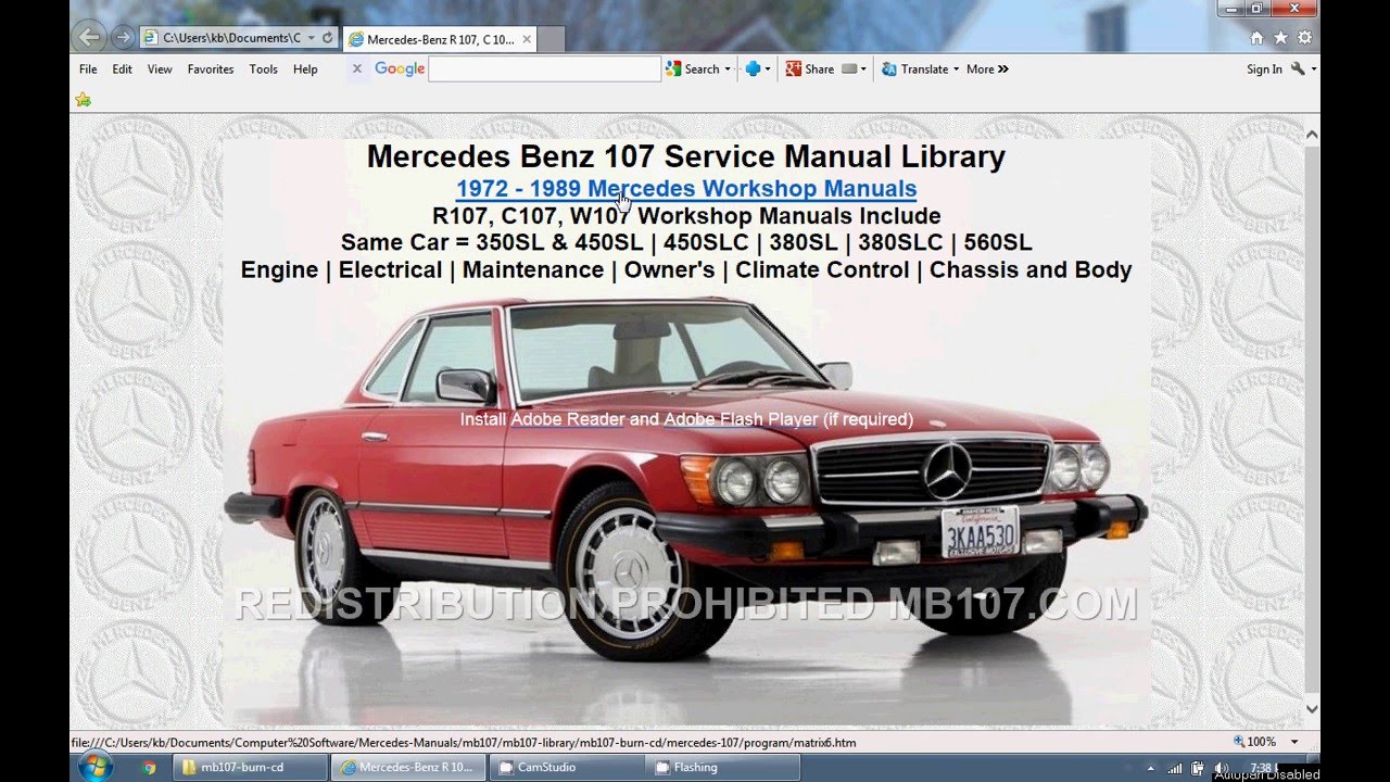 Mercedes 380sl service manual Mercedes 380sl service manual