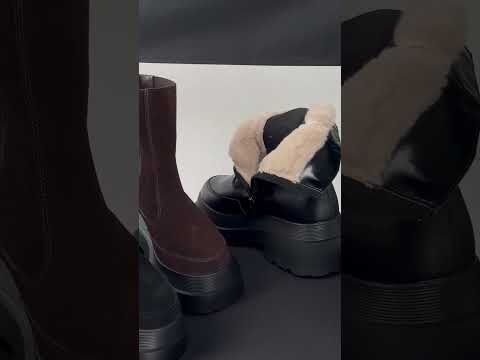 Ефектні замшеві черевики челсі колір Шоколад на потовщеній підошві, відео 1