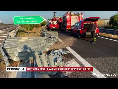 Video 30 GIUGNO 2026 - CERIGNOLA AUTO SI RIBALTA SULLA A14: UN FERITO RIMASTO INCASTRATO PER ORE