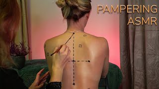 ASMR Real Person Geometry Back Drawing, Measuring and Tracing, Imperfections Mark, Hairplay