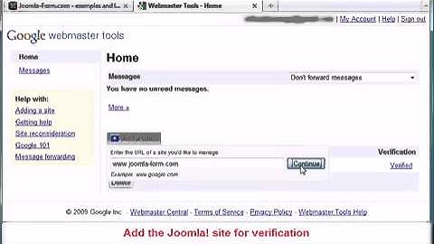 Joomla! sitemap verification for Google with RSSeo!
