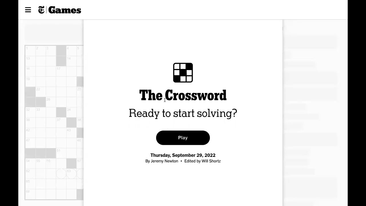NYT Crossword 2022 09 29 Thursday YouTube