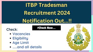 Itbp Tradesman Recruitment 2024