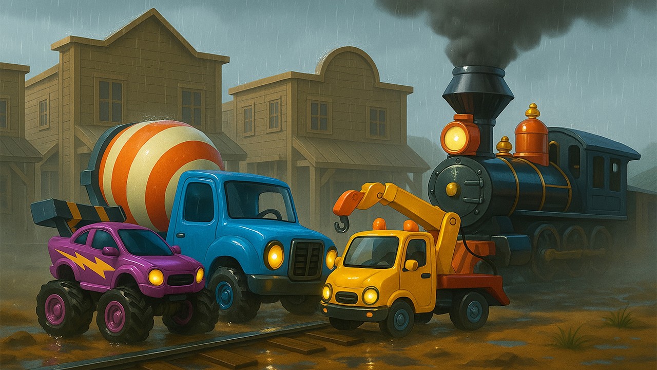 Monster Truck vs Steam Train!🚂💥Crazy Vehicle Rescue Mission | Vehicle Animation