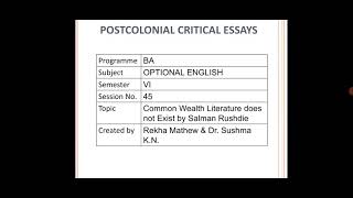 Commonwealth Literature:1