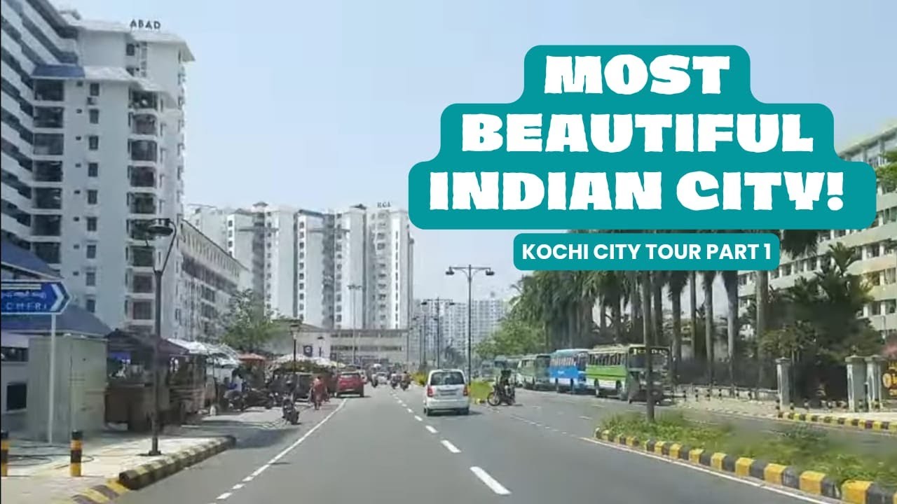 Driving in Kochi City Boat Jetty to Marine Drive Indian City