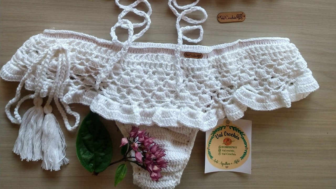 Biquíni de crochê conjunto TERNURA Tamanho G, com explicação para os tamanhos P e M #croche #crochet