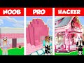 Minecraft Battle: PINK HOUSE CHALLENGE - NOOB vs PRO vs HACKER /Animation