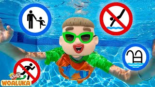 Luka aprende reglas de seguridad en la piscina - Cuento útil para niños