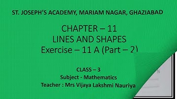 Class 3, Mathematics, Chapter 11, Lines and Shapes, Part 2 by Vijaya Lakshmi
