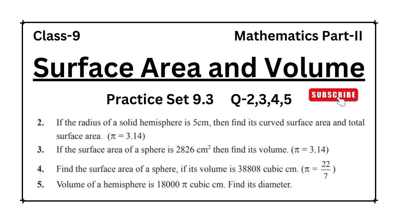 Surface Area and Volume | Class 9 | Practice Set 9.3 Question number 2 ...