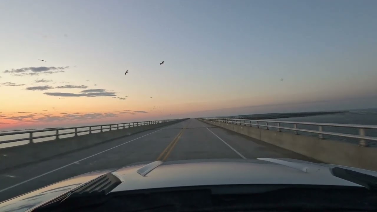 Northbound Highway 12 crossing the Basnight bridge.