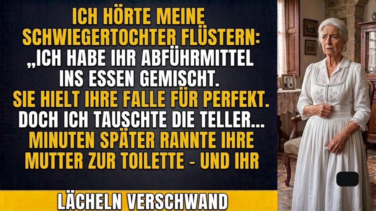 Ich hörte meinen Namen und blieb stehen. Die Wohnungstür war angelehnt. Meine Schwiegertochter flüsterte: „Ich habe ihr Abführmittel ins Essen gemischt. Sie wird sich vor Matthias blamieren.“...