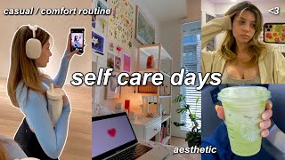 SELF CARE DAYS .｡☽ .･:* comfort routine, school study vlog, warm days