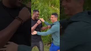 CR7 Face Off With Francis Nganou👊🏽⚽️🤣 #heavyweight #goat #jokes #suiii #ppv #ufc #cristiano #p4p