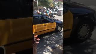 Taxi driver almost got punched by some colleague who saw him hosting passengers, (us) on taxi strike