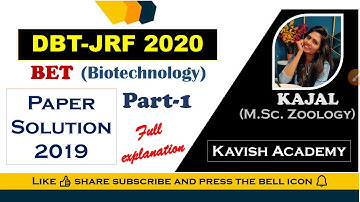 DBT JRF 2019 SOLVED PAPER |PART-1| BET 2019 by- KAJAL