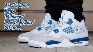 NIKE AIR ON THE TAB OF THIS ONE! Air Jordan 4 Retro 'Military / Industrial Blue' 2024 On Feet Review