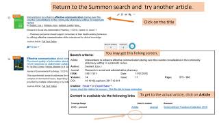 Finding journal articles using Summon