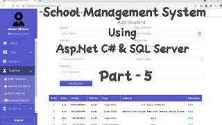 School Management System Project Part 5 in Asp.Net C# & Sql Server | Tech Tips Unlimited