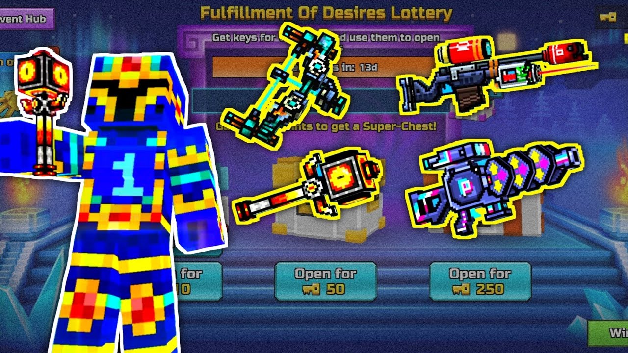 Legendary Snipers from Lottery +Dark Mage Wand - Pixel Gun 3D