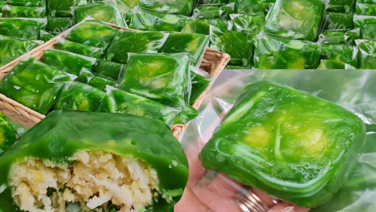 How to make green sticky cake .วิธีทำ ขนมชูเช เวียดนามลาวฝั่งโขง. ເຂົ້າຫນົມຊູເຊ.