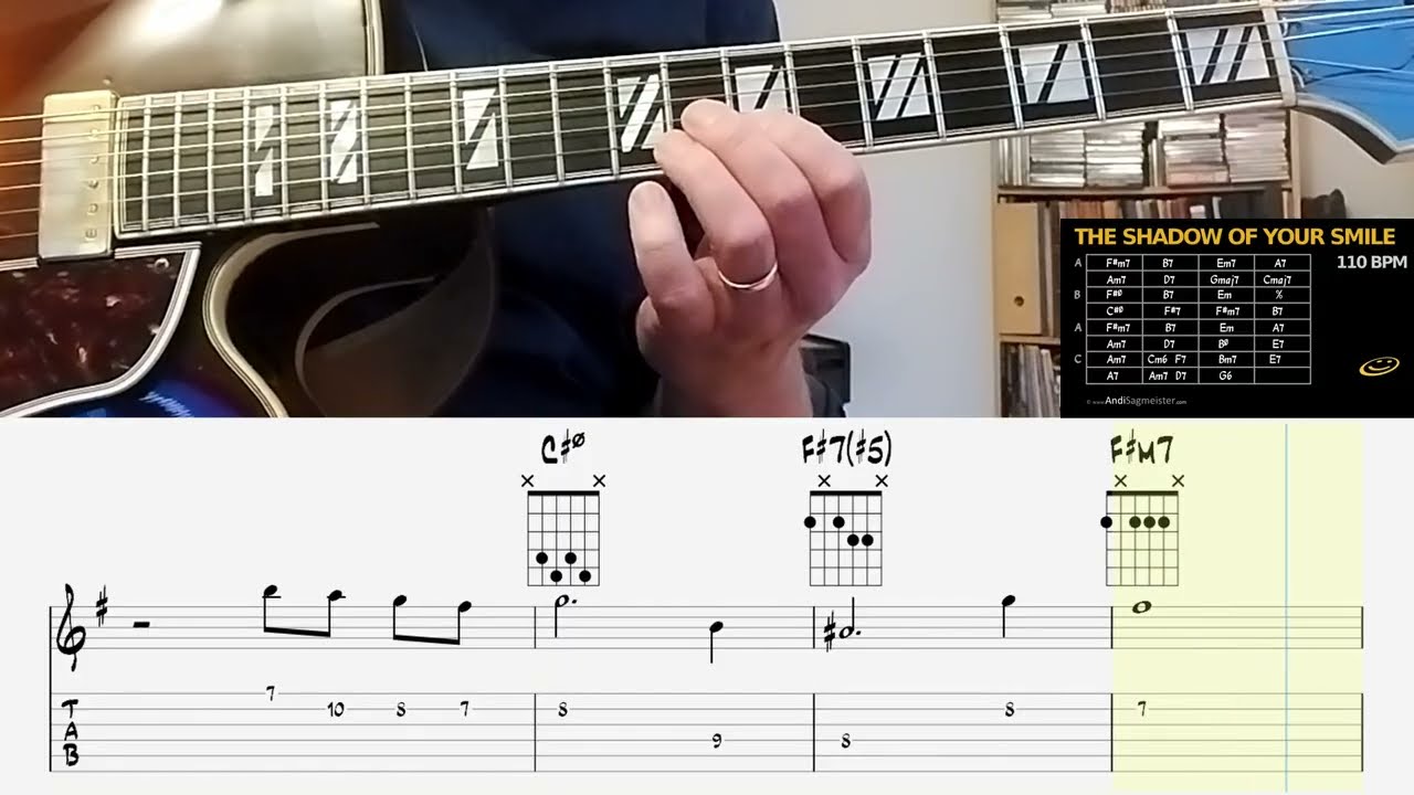 The Shadow Of Your Smile (Melody w/ TAB)  Jazz Guitar Lesson
