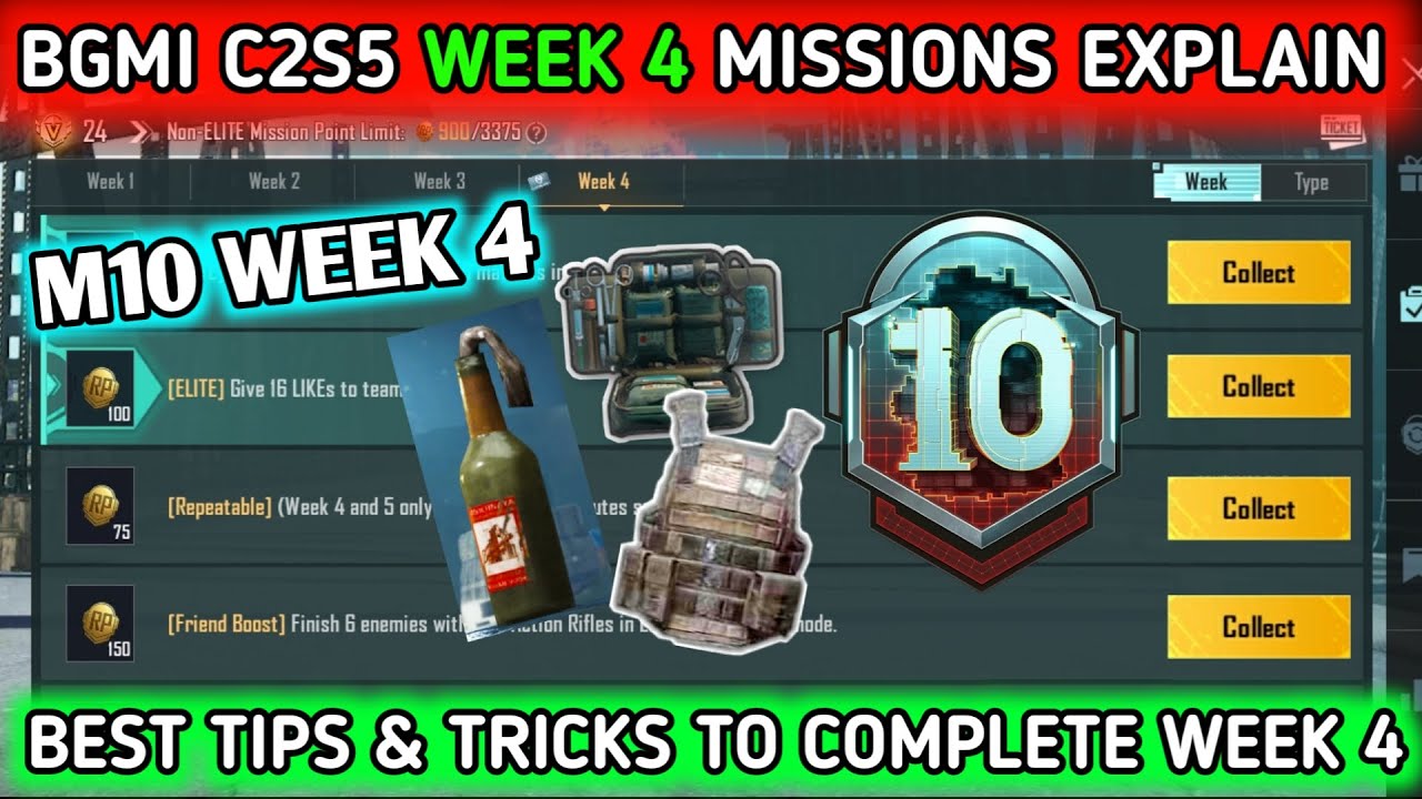 SEASON C2S5 M10 WEEK 4 MISSIONS EXPLAIN 🔥 BGMI M10 ROYAL PASS MISSIONS 🔥 M10 WEEK 4 MISSIONS PUBG