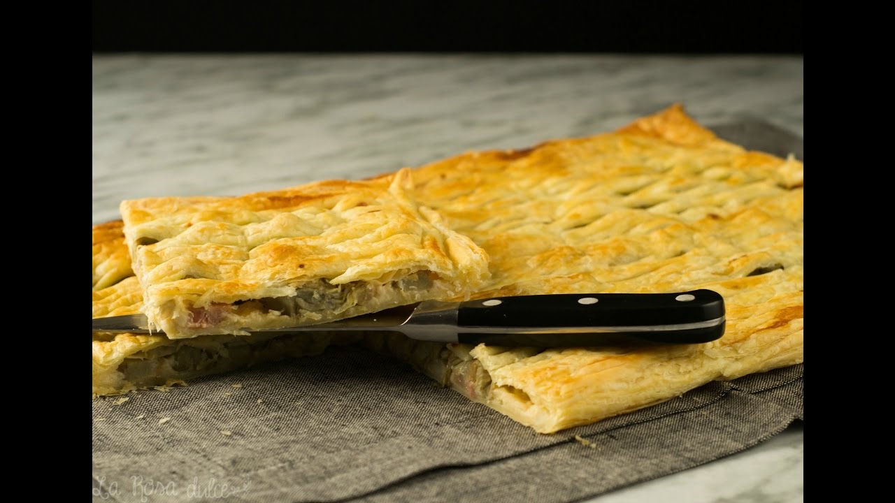 Empanada de hojaldre y alcachofas {sin lactosa}