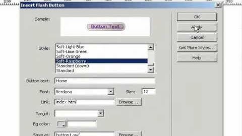 How to build a website using dreamweaver episode-1-Adding Flash Buttons