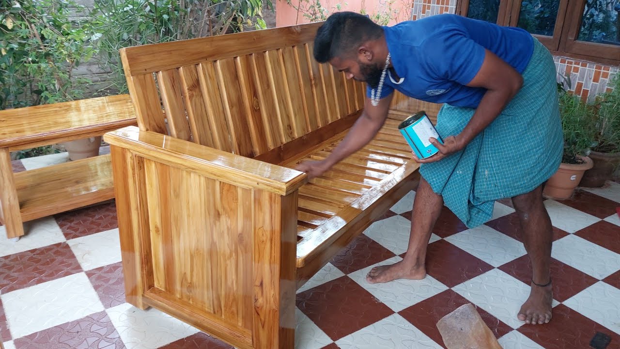 Teak wood sofa polish royal wood polish work YouTube