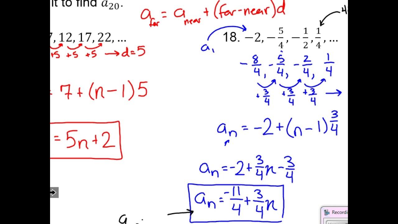 Algebra 2: Section 8.2 - Arithmetic Sequences and Series - YouTube