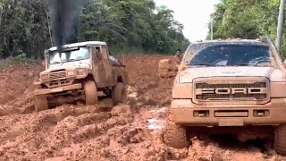 Only 4x4 Cars Can Pass This Road  Ford | Jeep | Toyota FJ40 and Hilux  Extreme Mud Route