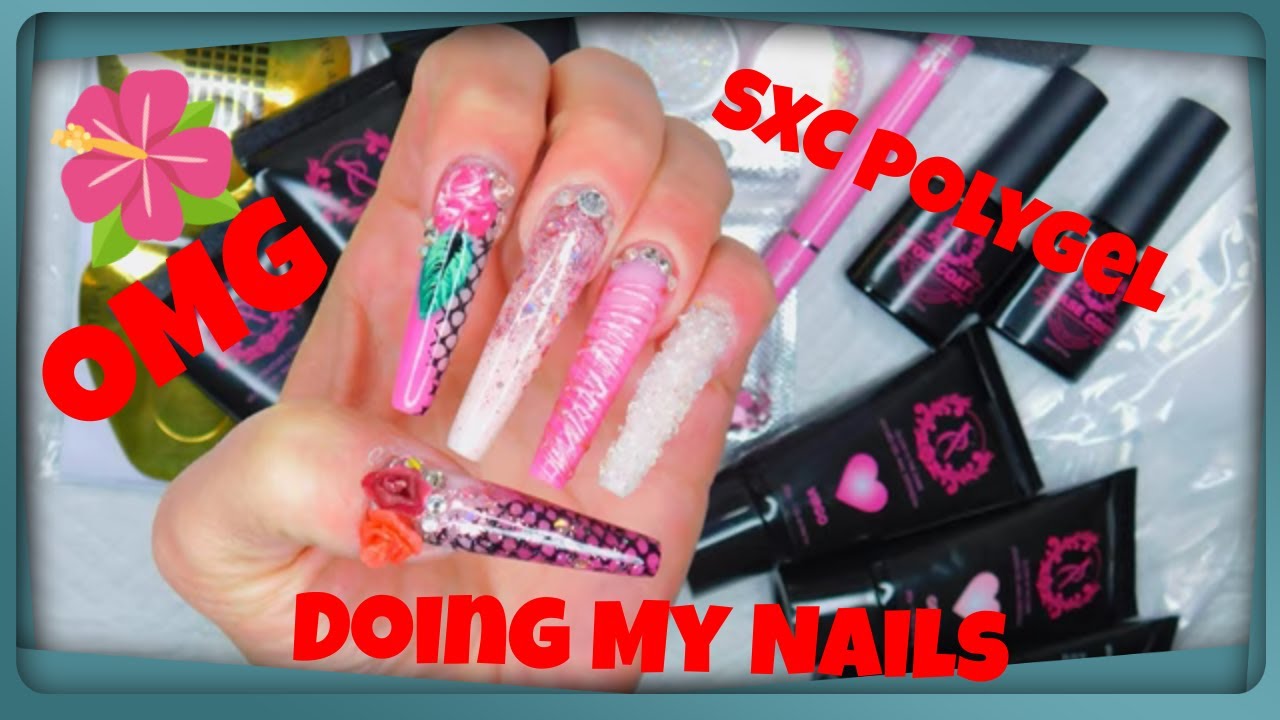 SXC Thermal Polygel Bling Nails Kads Stamping - YouTube