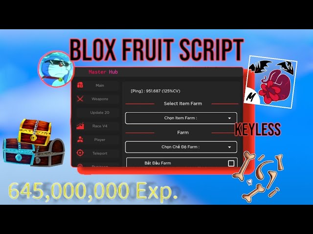 Blox Fruits [Auto Farm Bone, Farm Boss, Drop Fruit] Scripts