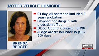 Iowa woman who killed motorcyclist resentenced after probation violation