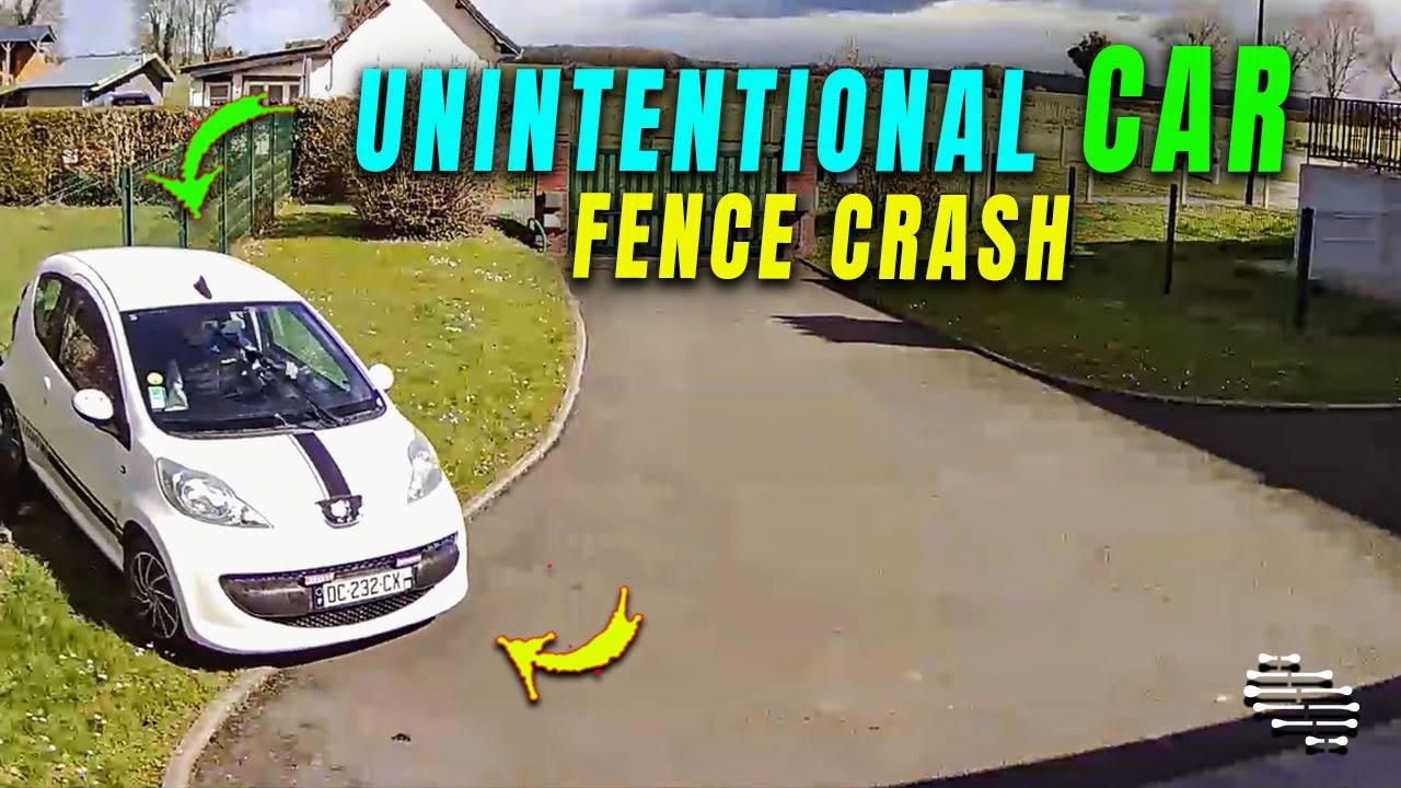 Car Crashes into Fence Unintentionally - YouTube