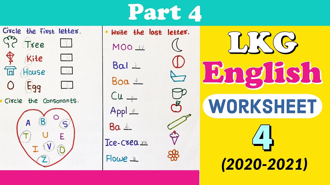 English Worksheet For Junior Kg Class
