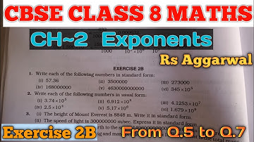 Rs Aggarwal class 8 exercise 2B Solutions in hindi|Chapter 2 (Exponents)|From Q.5to Q.7 | Part-2