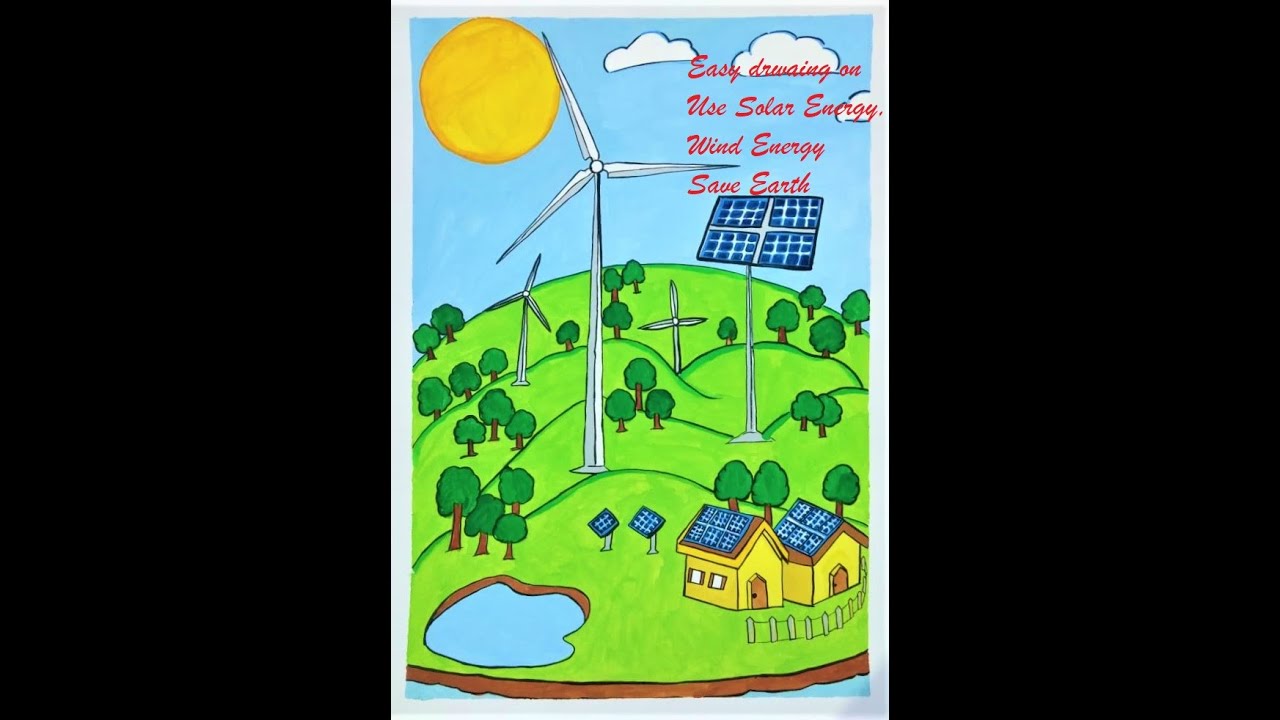 Use Solar Energy Save Environment drawing for kids Use