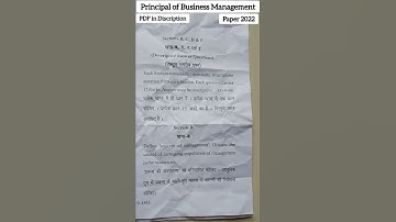 Principal of business management question paper 2022 CCSU - B.com 2nd year