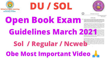 DU SOL Open Book Exam Guidelines March 2021 || Most Important Video🙏 || ऐसे देना Exam | OBE March