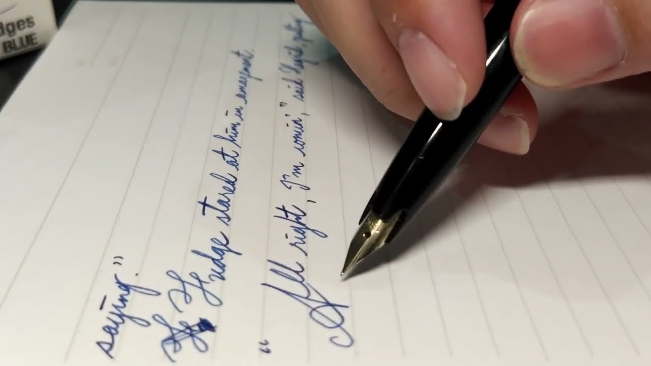 Sailor Mini Pocket Pen Vintage 18k F nib. Sailor Jentle Blue. Cursive Writing fountain pen. BG music