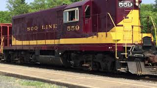 Soo Line GP9 #559 picking up train orders at the Depot in Dresser, WI!