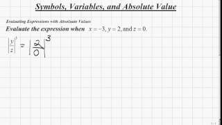 lementary Algebra - Evaluating Expressions with Absolute Values